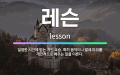 🌟레슨: 일정한 시간에 받는 개인 교습. 특히 음악이나 발레 따위를 개인적으로 배우는 일을 이른다. - 표준국어대사전