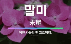 🌟말미: 어떤 사물의 맨 끄트머리. - 표준국어대사전
