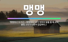 🌟맹맹: ‘맹맹하다’의 어근. (맹맹하다: 코가 막히어 말을 할 때 코의 울림 소리가 나면서 갑갑하다.) - 표준국어대사전