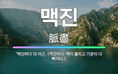 🌟맥진: ‘맥진하다’의 어근. (맥진하다: 맥이 풀리고 기운이 다 빠지다.) - 표준국어대사전