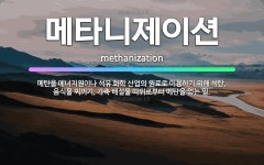 🌟메타니제이션: 메탄을 에너지원이나 석유 화학 산업의 원료로 이용하기 위해 석탄, 음식물 찌꺼기, 가축 배... - 표준국어대사전