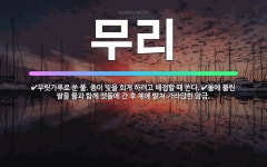 🌟무리: 무릿가루로 쑨 풀. 종이 빛을 희게 하려고 배접할 때 쓴다., 물에 불린 쌀을 물과 함께 맷돌에 ... - 표준국어대사전