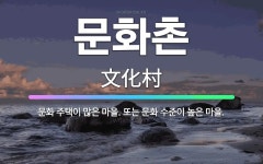 🌟문화촌: 문화 주택이 많은 마을. 또는 문화 수준이 높은 마을. - 표준국어대사전