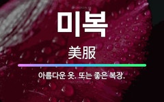 🌟미복: 아름다운 옷. 또는 좋은 복장. - 표준국어대사전