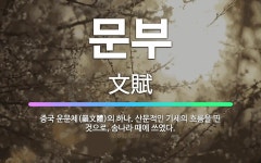 🌟문부: 중국 운문체(韻文體)의 하나. 산문적인 기세의 흐름을 띤 것으로, 송나라 때에 쓰였다. - 표준국어대사전