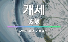 🌟개세: 설을 쇰., 해가 바뀜. - 표준국어대사전