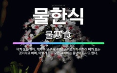 🌟물한식: 비가 오는 한식. 개자추(介子推)의 넋을 위로하기 위하여 비가 오는 것이라고 하며, 이렇게 비가... - 표준국어대사전