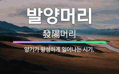 🌟발양머리: 양기가 왕성하게 일어나는 시기. - 표준국어대사전