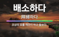 🌟배소하다: 조상의 묘를 깨끗이 하고 돌보다. - 표준국어대사전