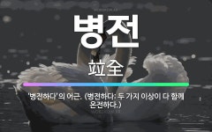 🌟병전: ‘병전하다’의 어근. (병전하다: 두 가지 이상이 다 함께 온전하다.) - 표준국어대사전