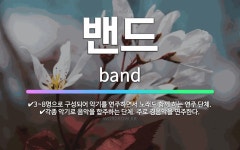 🌟밴드: 3~8명으로 구성되어 악기를 연주하면서 노래도 함께 하는 연주 단체., 각종 악기로 음악을 합주하... - 표준국어대사전