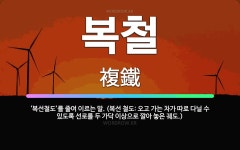 🌟복철: ‘복선철도’를 줄여 이르는 말. (복선 철도: 오고 가는 차가 따로 다닐 수 있도록 선로를 두 가... - 표준국어대사전