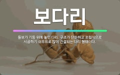 🌟보다리: 들보가 기둥 위에 놓인 다리. 구조가 단순하고 조립식으로 시공하기 쉬우므로 많이 건설되는 다리 ... - 표준국어대사전