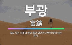 🌟부광: 쓸모 있는 성분이 많이 들어 있어서 이익이 많이 남는 광석. - 표준국어대사전