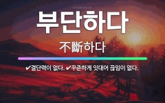 🌟부단하다: 꾸준하게 잇대어 끊임이 없다., 결단력이 없다. - 표준국어대사전