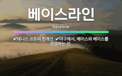 🌟베이스라인: 야구에서, 베이스와 베이스를 연결하는 선., 테니스 코트의 한계선. - 표준국어대사전
