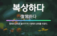 🌟복상하다: 원래의 상태로 돌이키거나 원래의 상태를 되찾다. - 표준국어대사전