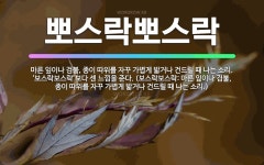 🌟뽀스락뽀스락: 마른 잎이나 검불, 종이 따위를 자꾸 가볍게 밟거나 건드릴 때 나는 소리. ‘보스락보스락’... - 표준국어대사전