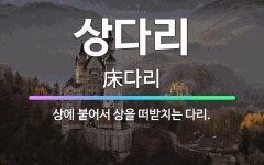 🌟상다리: 상에 붙어서 상을 떠받치는 다리. - 표준국어대사전