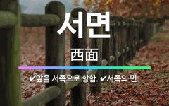 🌟서면: 앞을 서쪽으로 향함., 서쪽의 면. - 표준국어대사전
