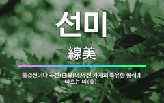 🌟선미: 물결선이나 곡선(曲線)에서 선 자체의 특유한 형식에 따르는 미(美). - 표준국어대사전
