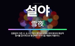 🌟설야: 김광균이 지은 시. 눈 오는 밤의 풍경을 소재로 하여 화자의 애상적 정서를 감각적으로 형상화한 모... - 표준국어대사전