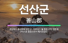 🌟선산군: 경상북도 중서부에 있던 군. 1995년 1월 행정 구역 개편 때 구미시로 통합되면서 폐지되었다. - 표준국어대사전