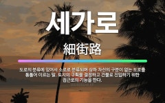 🌟세가로: 도로의 분류에 있어서 소로로 분류되며 상하 차선의 구분이 없는 도로를 통틀어 이르는 말. 토지의... - 표준국어대사전