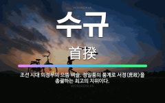 🌟수규: 조선 시대 의정부의 으뜸 벼슬. 정일품의 품계로 서정(庶政)을 총괄하는 최고의 지위이다. - 표준국어대사전