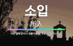 🌟소입: 어떤 일에 돈이나 재물이 쓰임. 또는 그 돈이나 재물. - 표준국어대사전