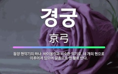 🌟경궁: 동양 현악기의 하나. 바이올린과 비슷한 악기로, 네 개의 현으로 이루어져 있으며 말총으로 맨 활로... - 표준국어대사전