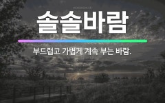 🌟솔솔바람: 부드럽고 가볍게 계속 부는 바람. - 표준국어대사전
