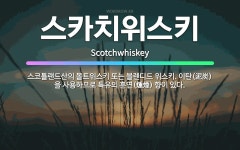 🌟스카치위스키: 스코틀랜드산의 몰트위스키 또는 블렌디드 위스키. 이탄(泥炭)을 사용하므로 특유의 훈연(燻煙... - 표준국어대사전