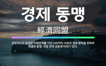 경제 동맹: 경제적으로 밀접한 이해관계를 가진 나라끼리 서로의 경제 협력을 위하여 체결한 동맹. 유럽 경... - 표준국어대사전