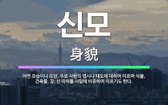 🌟신모: 어떤 모습이나 모양. 주로 사람의 맵시나 태도에 대하여 이르며 식물, 건축물, 강, 산 따위를 사... - 표준국어대사전