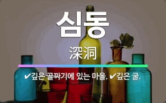 🌟심동: 깊은 골짜기에 있는 마을., 깊은 굴. - 표준국어대사전