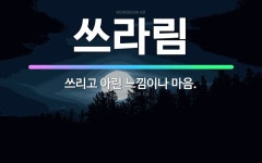 🌟쓰라림: 쓰리고 아린 느낌이나 마음. - 표준국어대사전