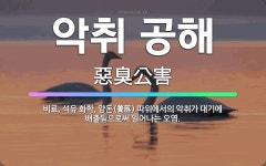🌟악취 공해: 비료, 석유 화학, 양돈(養豚) 따위에서의 악취가 대기에 배출됨으로써 일어나는 오염. - 표준국어대사전