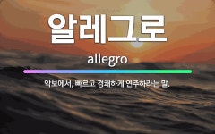 🌟알레그로: 악보에서, 빠르고 경쾌하게 연주하라는 말. - 표준국어대사전