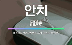 🌟안치: 충청남도 서천군에 있는 고개. 높이는 65미터. - 표준국어대사전