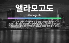 🌟앨라모고도: 미국 남부 뉴멕시코주 남쪽에 있는 상업ㆍ보양(保養)의 도시. 농산품ㆍ목축 생산품의 유통이 발... - 표준국어대사전