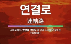 🌟연결로: 교차로에서, 방향을 전환할 때 양측 도로를 연결하는 사로(斜路). - 표준국어대사전