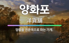 🌟양화포: 양품을 전문적으로 파는 가게. - 표준국어대사전