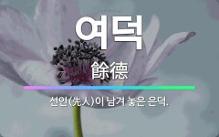 🌟여덕: 선인(先人)이 남겨 놓은 은덕. - 표준국어대사전