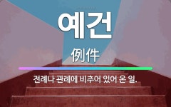 🌟예건: 전례나 관례에 비추어 있어 온 일. - 표준국어대사전