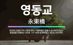 🌟영동교: 한강에 건설된 다리 가운데 하나. 서울특별시 성동구 성수동과 강남구 청담동을 연결하는 다리로, ... - 표준국어대사전