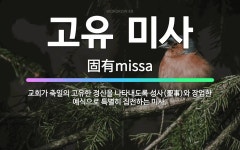 🌟고유 미사: 교회가 축일의 고유한 정신을 나타내도록 성사(聖事)와 장엄한 예식으로 특별히 집전하는 미사. - 표준국어대사전