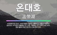 🌟온대호: 온대에 있는 호수. 수위가 봄과 가을에는 높아지고, 여름과 겨울에는 낮아진다., 수온이 여름에는... - 표준국어대사전