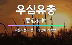 🌟우심유충: 시름하는 마음이 가슴에 가득함. - 표준국어대사전