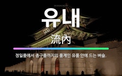 🌟유내: 정일품에서 종구품까지의 품계인 유품 안에 드는 벼슬. - 표준국어대사전
